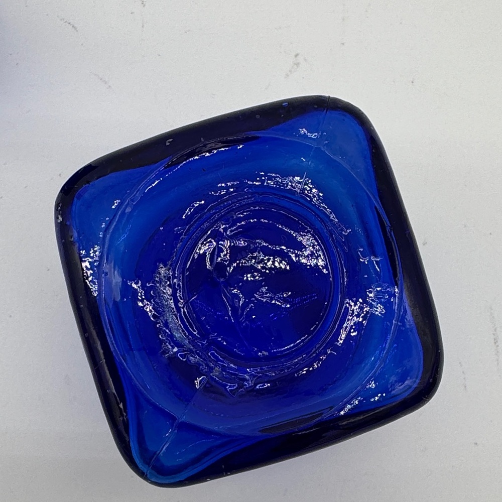 Vintage Cobalt Blue Glass Bottles Poison & Ink Well Pair - Picture 4 of 7